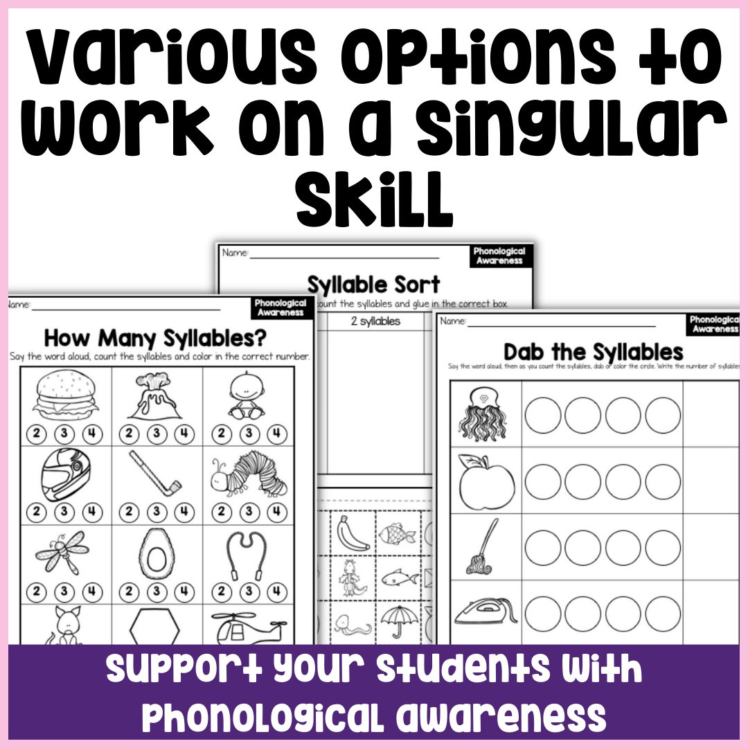 Syllables: Phonological Awareness Worksheets