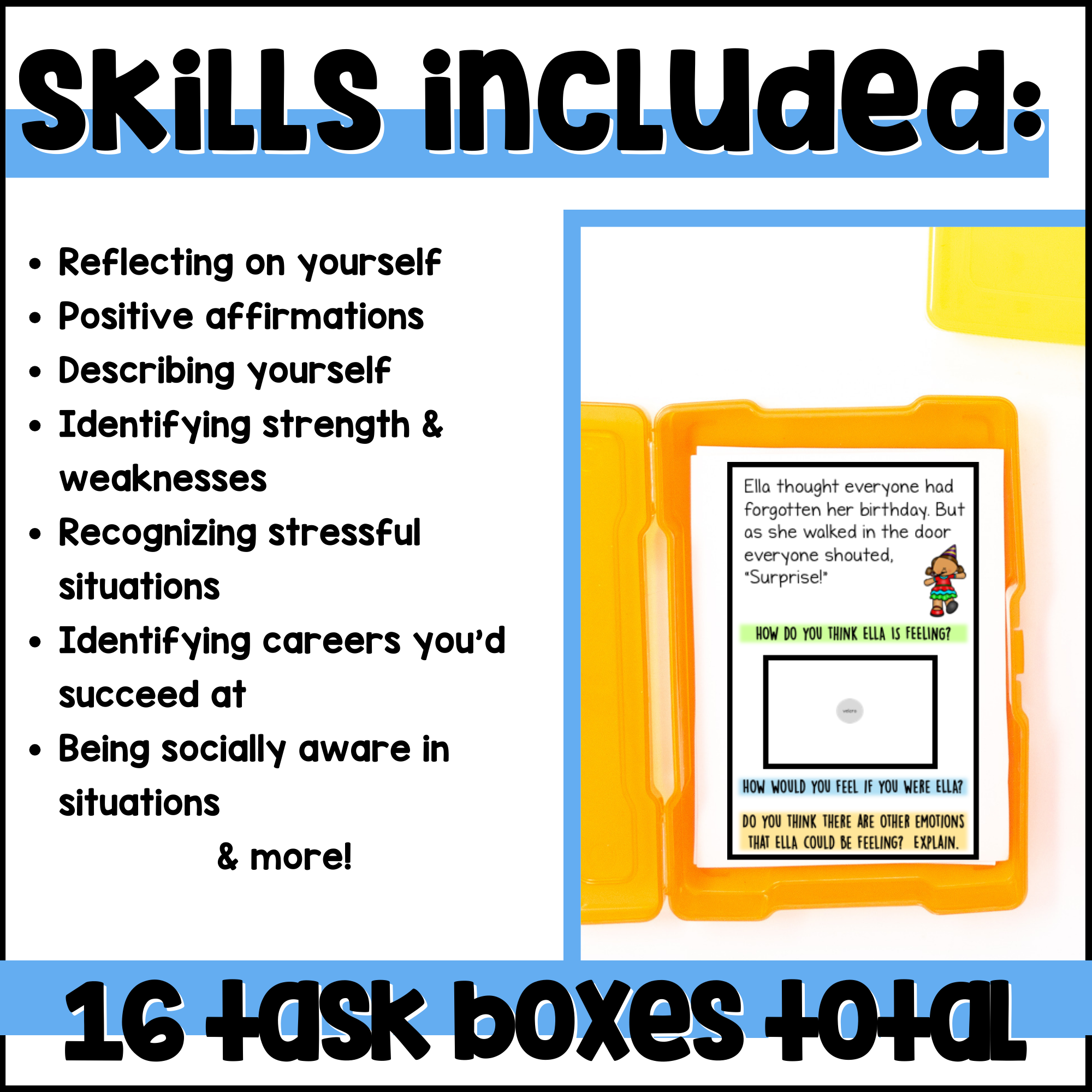 Self Awareness: Social Emotional Learning Task Boxes