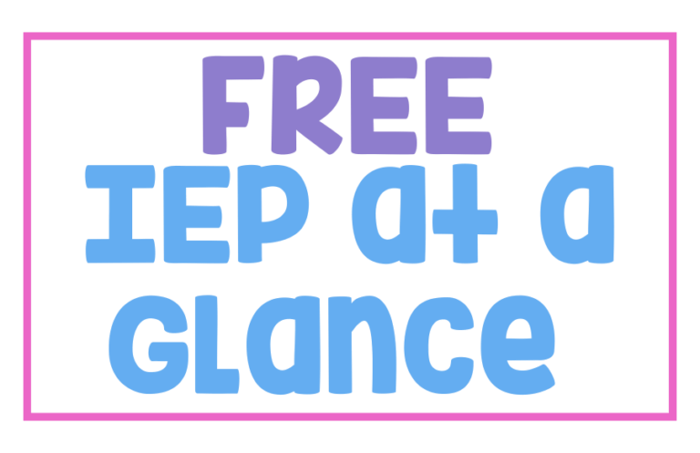 Free Editable IEP at a Glance