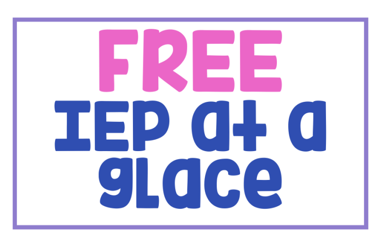 Free Editable IEP at a Glance