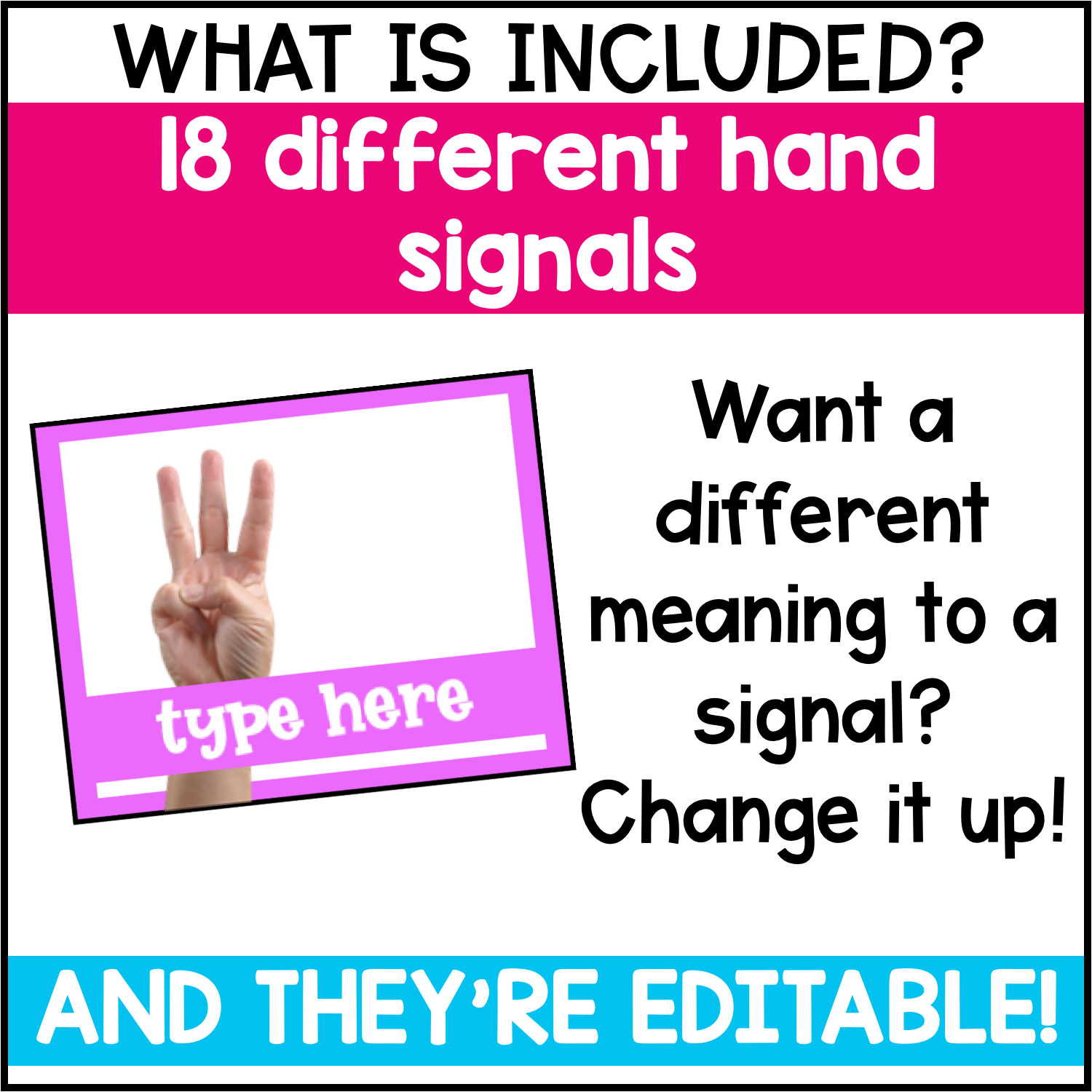 Hand Signals | Real Photos & Clipart | EDITABLE | Back to School |