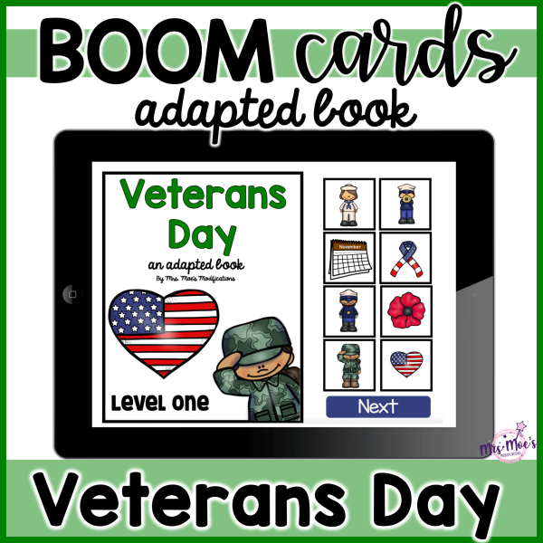 Veterans Day: Adapted Book: Boom Cards