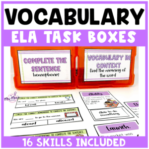 Vocabulary Task Boxes: ELA Task Box