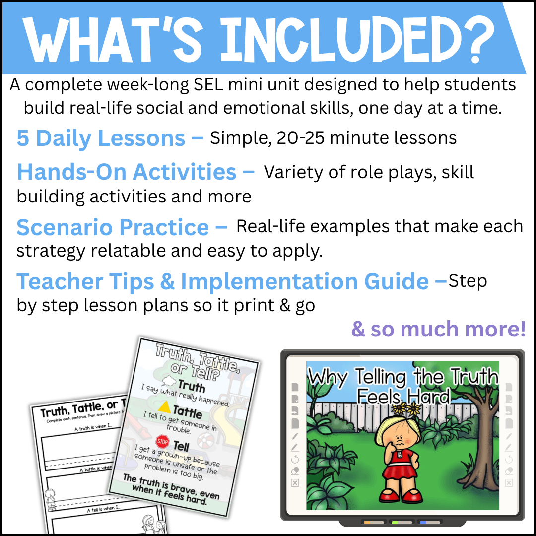 Telling the Truth Mini Unit | Social Emotional Learning