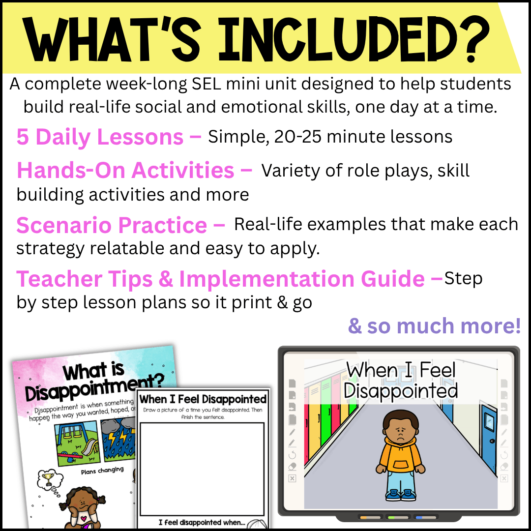 Handling Disappointment Mini Unit | Social Emotional Learning