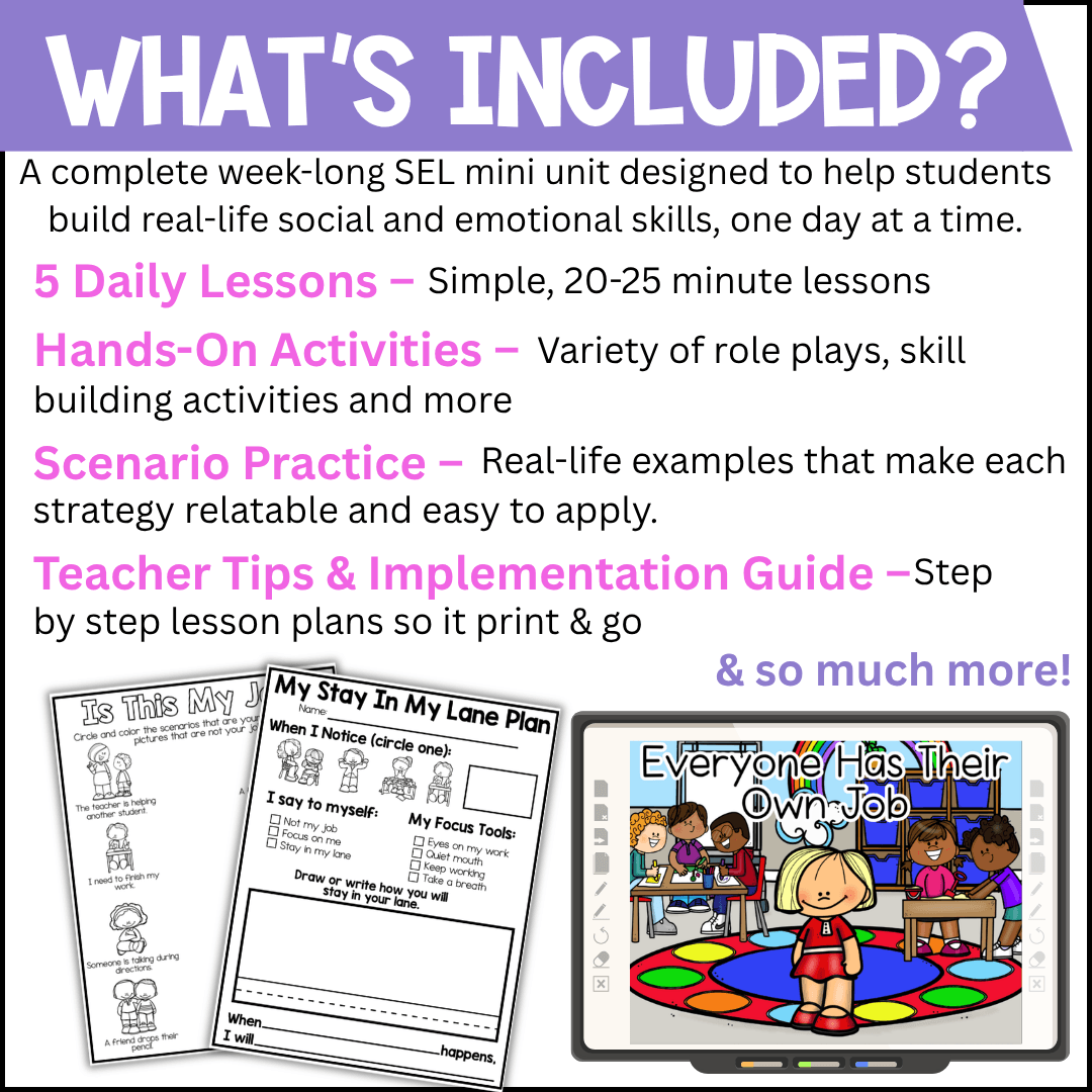 Minding My Own Business Mini Unit | Social Emotional Learning